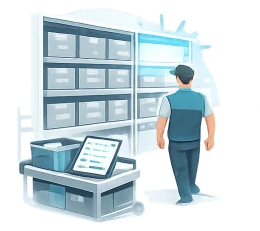 Icon which shows a worker picking a product